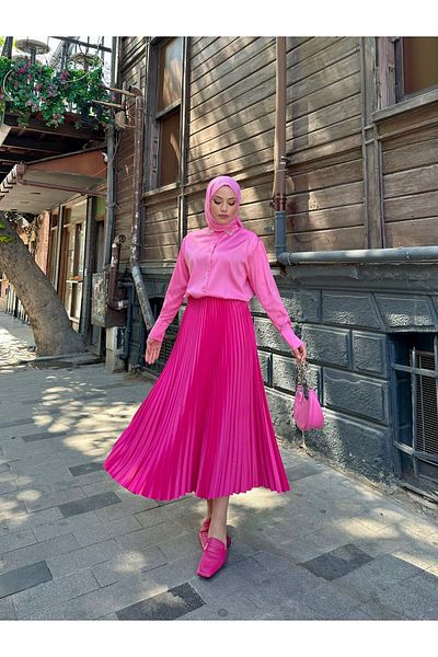BUTİK C Satin Fabric Pleated Skirt