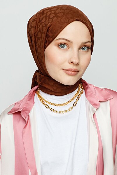 VALORSCARF Valor bloom desen ipek jakar şal çikolata kahve