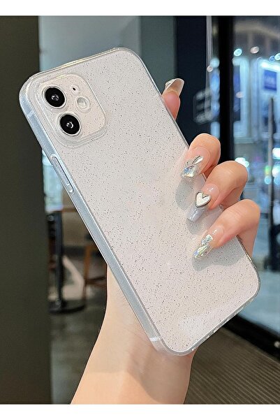 KVK PRİVACY Apple Iphone 12 Uyumlu Şeffaf Kılıf Simli 2.0mm Darbeye Dayanıklı...