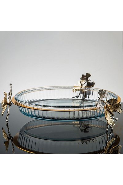 atabey home Butterfly Foot Round Pyrex Tray-31 Cm