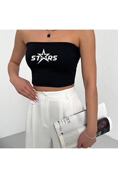 Touz Moda Βαμβακερό χτενισμένο στράπλες - Star Printed & Lycra