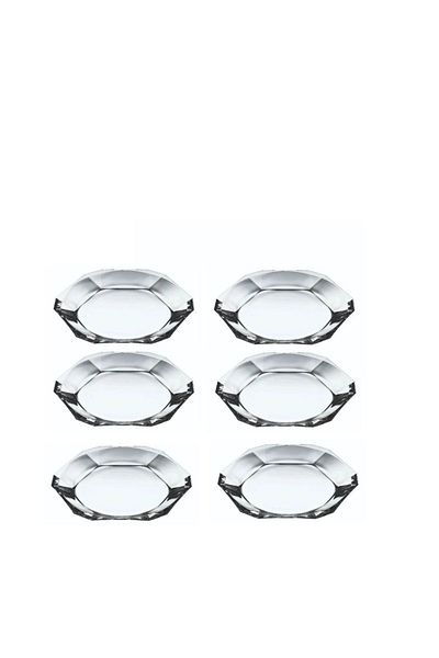 Paşabahçe Reflection Crystal Cake Serving Dessert Plate 18 cm 6 Pieces