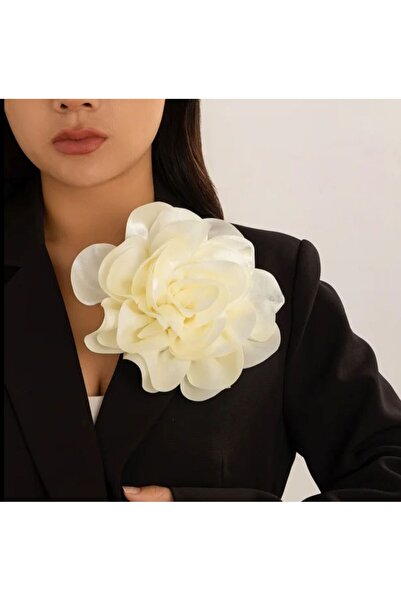 MutluBiDünya Vintage 15 cm Maxi Boy Büyük Saten Kumaş Broş