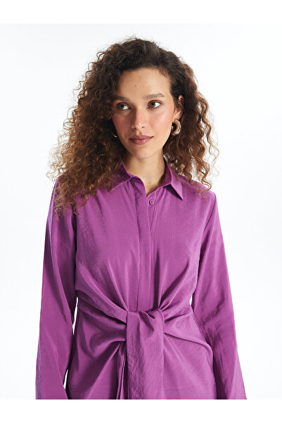 LC Waikiki Dámské košilové šaty LCW – pevné s dlouhým rukávem