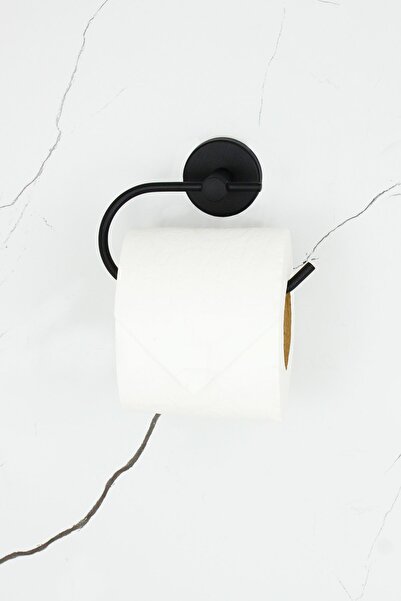 HIMYHOME Μαύρη ματ τουαλέτα - θήκη χαρτιού ανοιχτή, κρεμάστρα μπάνιου χωρίς κ...