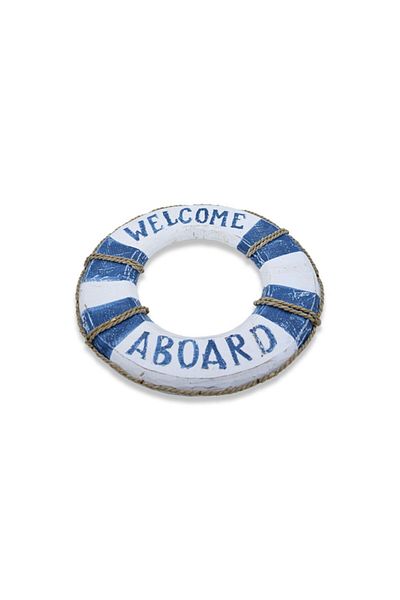 Hedicaret Wooden Life Buoy, Welcome, Welcome, Decorative Wall Object