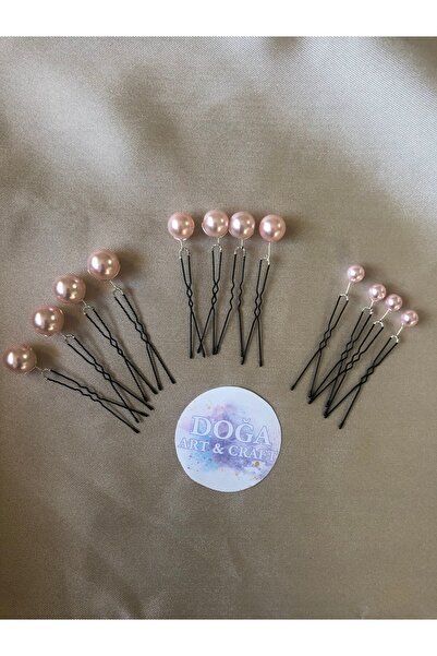 DOĞA ART STORE Φουρκέτα με ροζ χρώμα με μαργαριτάρια 3 διαφορετικών μεγεθών (...