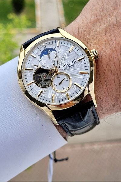 Ferrucci Gold Case - Black Cord Automatic Men's Wristwatch Gift Package