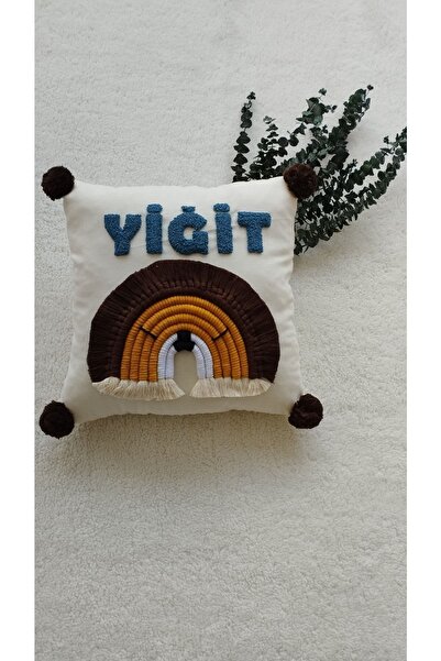 makrom elvan Aslan Isme Özel Punch Nakışlı Yastık