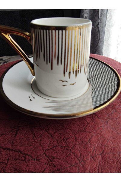 MarBilo Lüks Porselen Kahve Fincan  6'lı Takımı,Luxury Arabia Golden Ceramic ...