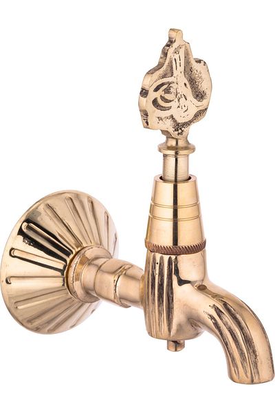 İSAOĞLU YAPI Gold Kurna Faucet Ottoman Tughra Bath Tap Gold Complete Brass