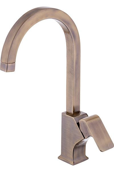İSAOĞLU YAPI Matte Gold Sink Faucet Square Design Kitchen Tap Antique Gold Kitchen Faucet Fixture