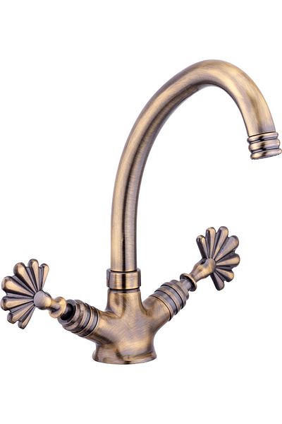 İSAOĞLU YAPI Antique Gold Sink Faucet Antique Faucet Special Design Fixture Bathroom Tap