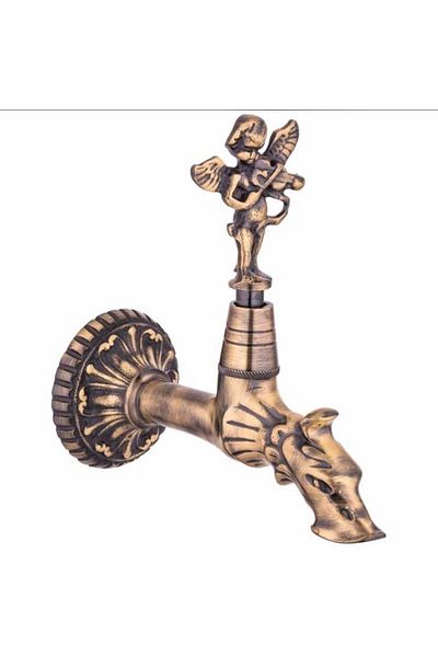 İSAOĞLU YAPI Basin Faucet Bath Faucet Antique Color Premium Angel Design Complete Brass