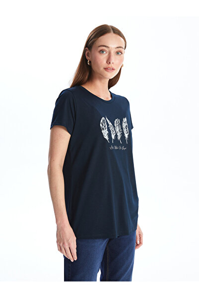 LC Waikiki Dámské triko LCW – výstřih, potištěný, krátký rukáv