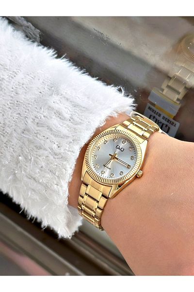 Q&Q QZ69J197ES Women's Wristwatch Silver Dial Jewelled