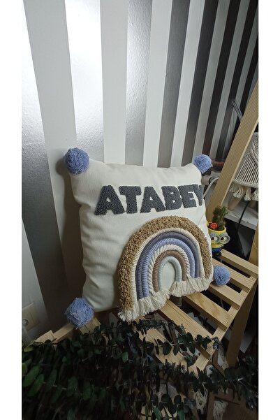 Makrome Punch Nakışlı Isme Özel Bebek Tasarım Yastık