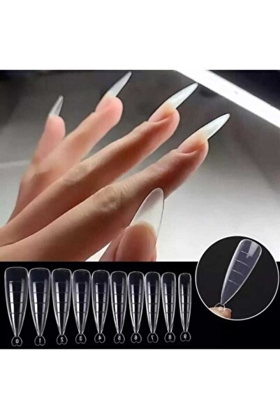 BİYUTREND 120'li Stiletto Protez Tırnak Seti | Şeffaf Poly Jel Uyumlu Tips | Kolay Uygulama Takma Tırnak