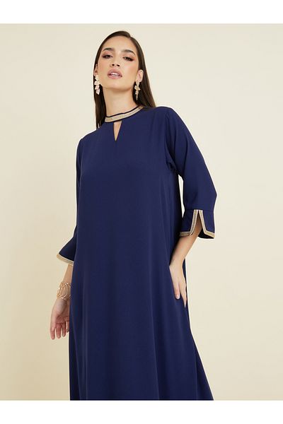 Styli 3/4 Sleeve Keyhole Neck Jalabiya