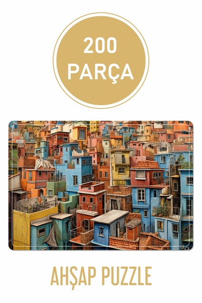 LİPYOS Sanatsal Evler Zor Puzzle 200 Parça Ahşap Puzzle