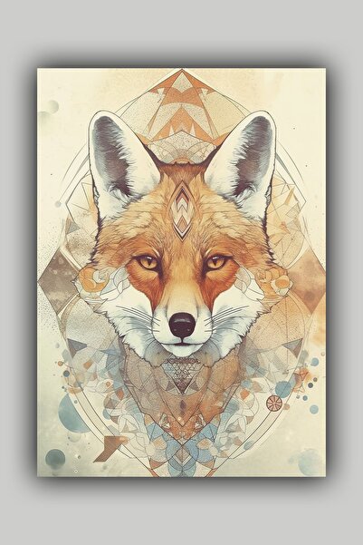 Luna Marissa Αφίσα γεωμετρικής αλεπούς χωρίς πλαίσιο τοίχου