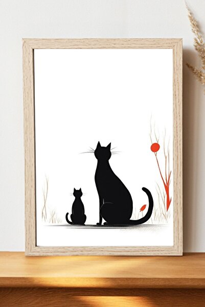 Luna Marissa Μινιμαλιστική αφίσα γάτας - Αφίσα τοίχου από γυαλιστερό χαρτί χω...
