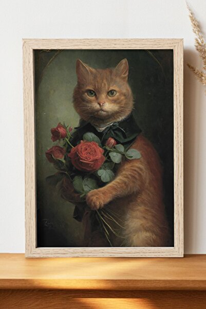 Luna Marissa Αφίσα "Γάτα με τριαντάφυλλα" - Αφίσα ψηφιακής τέχνης από χοντρό ...