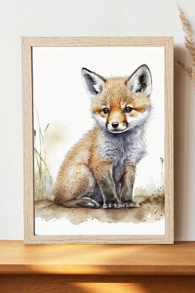Luna Marissa Αφίσα Puppy Fox - Αφίσα ψηφιακής τέχνης από χοντρό χαρτί χωρίς π...