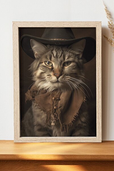 Luna Marissa Αφίσα Cowboy Cat - Αφίσα ψηφιακής τέχνης από χοντρό χαρτί χωρίς ...
