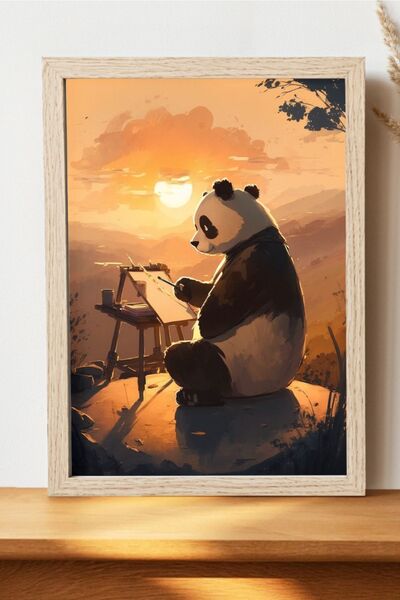 Luna Marissa Αφίσα Sunset Panda - Αφίσα ψηφιακής τέχνης από χοντρό χαρτί χωρί...