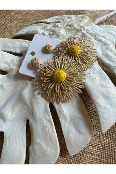 moneta boutique Straw Weave Design Women's Earrings