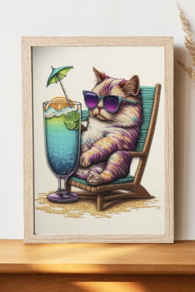 Luna Marissa Αφίσα Cool Cat - Αφίσα ψηφιακής τέχνης από χοντρό χαρτί χωρίς πλ...