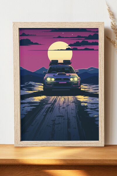 Luna Marissa Αφίσα αυτοκινήτου Retwave - Αφίσα ψηφιακής τέχνης από χοντρό χαρ...