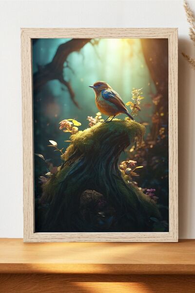 Luna Marissa Αφίσα με μικρό πουλί - Αφίσα ψηφιακής τέχνης από χοντρό χαρτί χω...