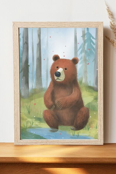 Luna Marissa Καλλιτεχνική αφίσα με αρκούδα - Ψηφιακή αφίσα τέχνης από χοντρό ...