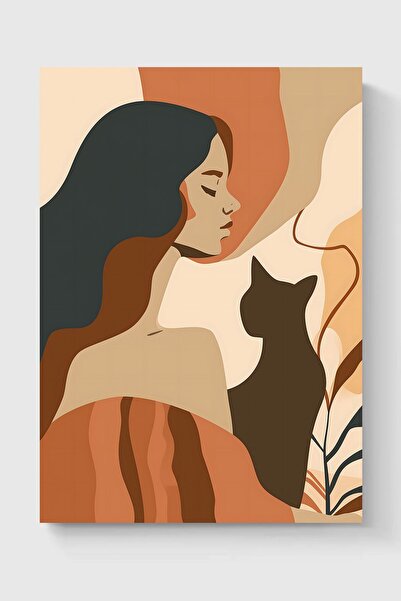 Luna Marissa Διακοσμητική αφίσα Bohemian Cat and Woman χωρίς πλαίσιο