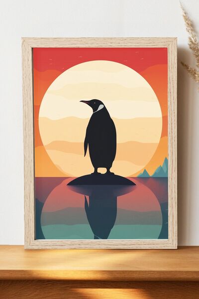 Luna Marissa Αφίσα πιγκουίνων ηλιοβασιλέματος - Αφίσα ψηφιακής τέχνης από γυα...
