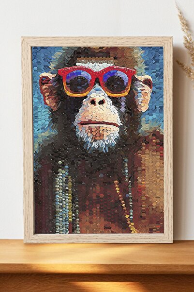 Luna Marissa Αφίσα Monkey Pixel Art - Αφίσα ψηφιακής τέχνης από χοντρό χαρτί ...