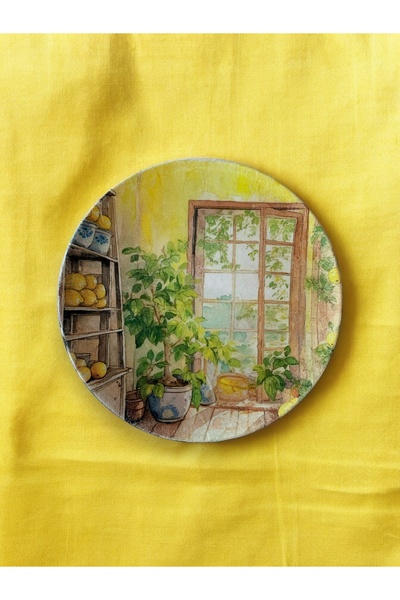 unique florya Limon Bahçesi Dekoratif Duvar Tabağı Limonlu Sarı Duvar Süsü Du...