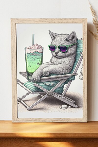 Luna Marissa Αφίσα Cool Cat - Αφίσα ψηφιακής τέχνης από χοντρό χαρτί χωρίς πλ...