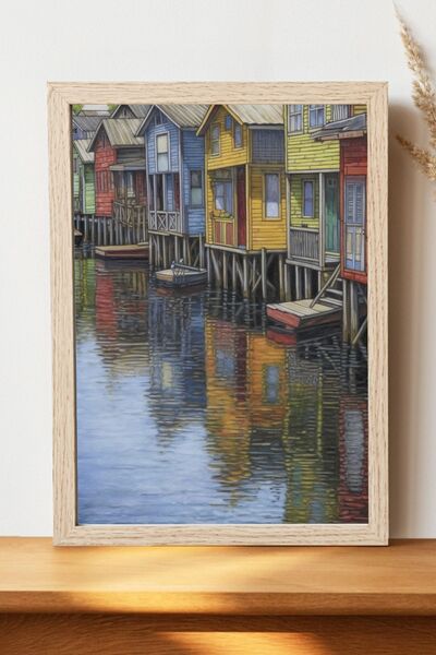 Luna Marissa Αφίσα Νορβηγικών σπιτιών - Αφίσα τοίχου από γυαλιστερό χαρτί χωρ...