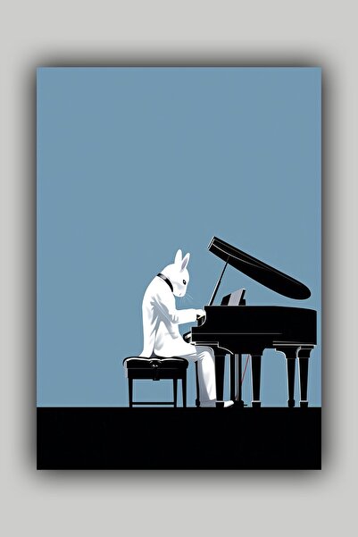 Luna Marissa Αφίσα τοίχου χωρίς πλαίσιο με σχέδιο πιάνου κουνελιού