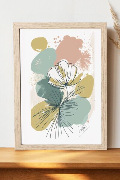 Luna Marissa Αφίσα με αφηρημένα λουλούδια - Χοντρό χαρτί χωρίς πλαίσιο, ψηφια...