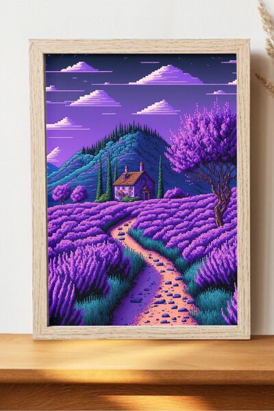 Luna Marissa Καλλιτεχνική αφίσα κήπου λεβάντας - Αφίσα ψηφιακής τέχνης με σκη...