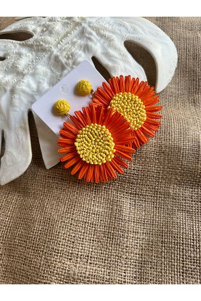moneta boutique Straw Weave Design Women's Earrings