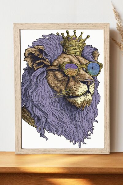 Luna Marissa Αφίσα Λιοντάρι με Γυαλιά - Αφίσα ψηφιακής τέχνης από χοντρό χαρτ...