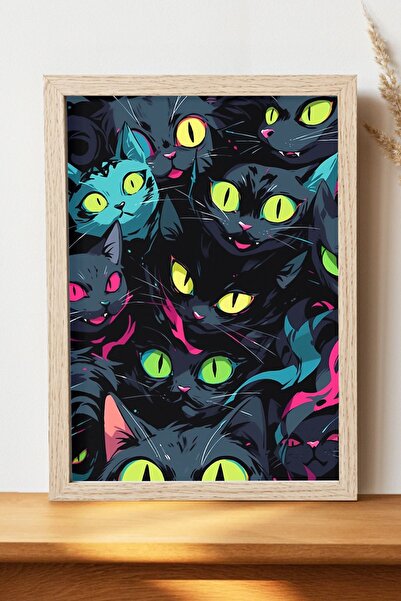 Luna Marissa Αφίσα μαύρης γάτας - Αφίσα τοίχου από γυαλιστερό χαρτί χωρίς πλα...