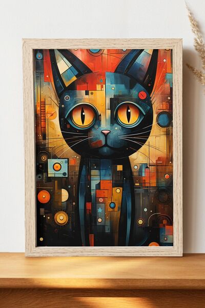 Luna Marissa Σουρεαλιστική αφίσα γάτας - Αφίσα τοίχου από γυαλιστερό χαρτί χω...