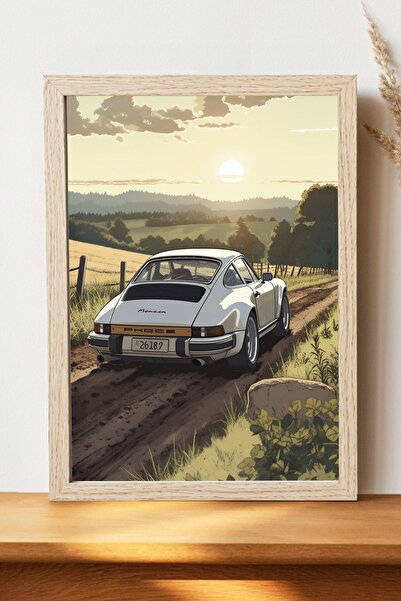 Luna Marissa Αφίσα αυτοκινήτου Porsche - Αφίσα ψηφιακής τέχνης από χοντρό χαρ...