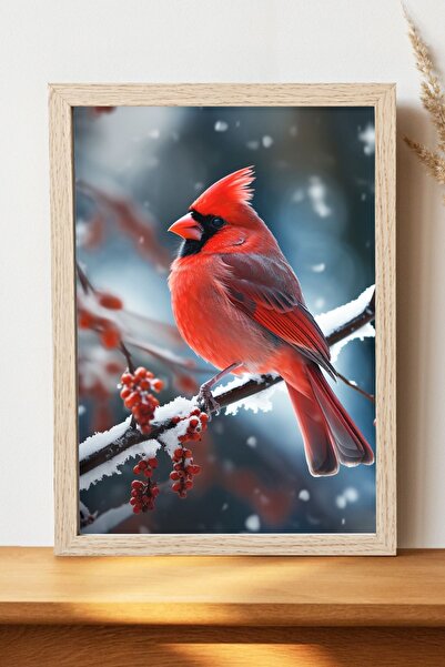 Luna Marissa Αφίσα Red Bird - Αφίσα τοίχου από γυαλιστερό χαρτί χωρίς πλαίσιο